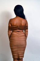 Caramel Ribbed full sleeve dress